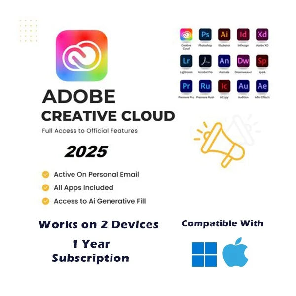 1month Team Version Adobes Creative Cloud 2025 All Apps ACC PC/Mac 2devices Subscription Account