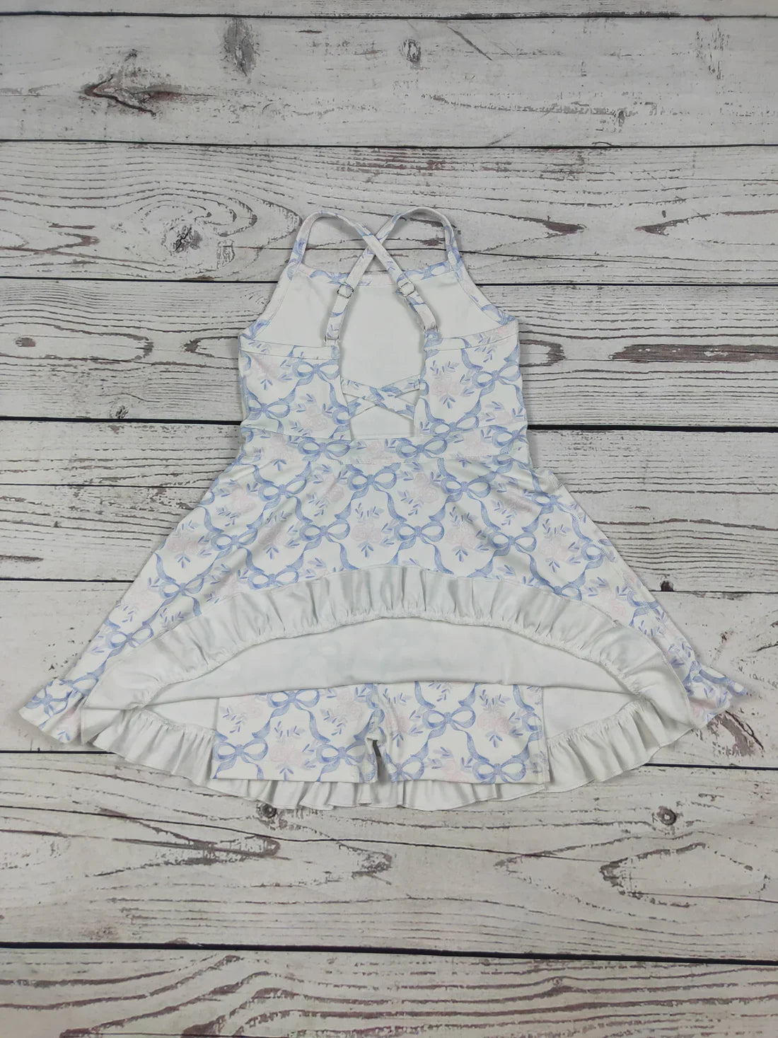 Kids Clothing Toddler Girl Activewear Baby Girl Strap Blue Coquette Floral Athletic Skort Dress Summer Baby Girl Clothes
