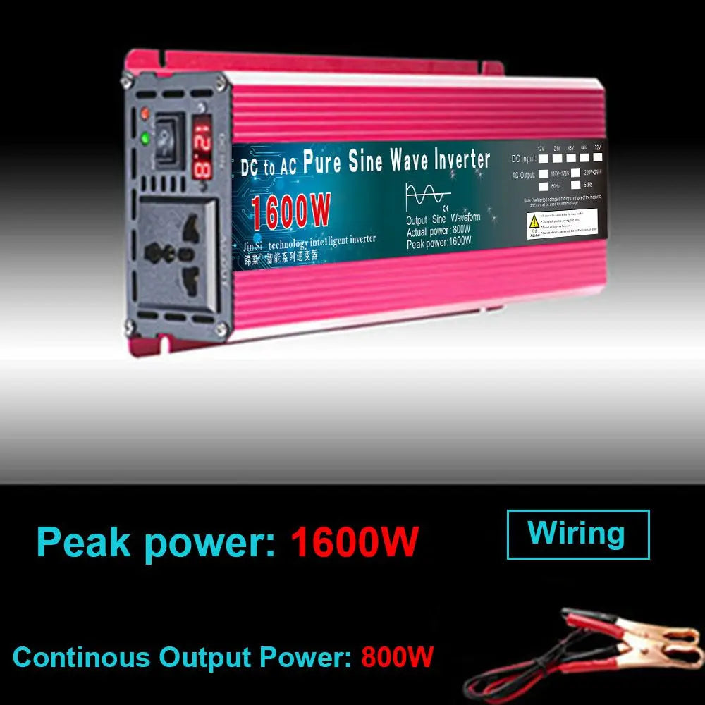 Inverter 12V 220V 1000W 2000W 3000W DC 24V 48V 60V To AC 220V Pure Sine Wave Voltage Converter Power Car Micro Inverter DIY