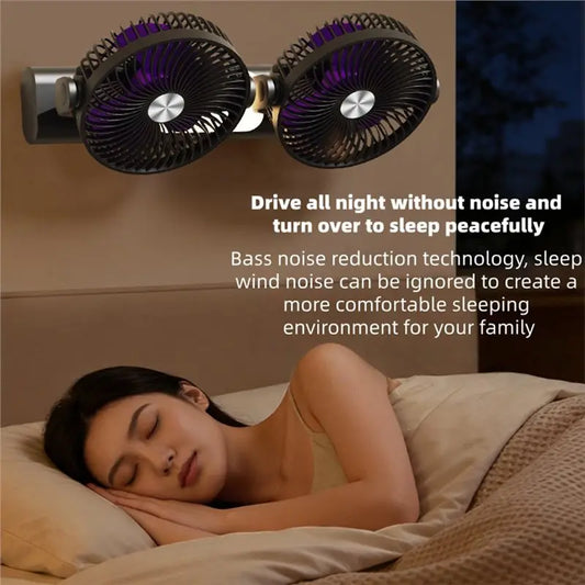 AC39-FS-39 Rechargeable Double Head Fan For Home, Dorm& Outdoor, Portable Fan,Versatile Design