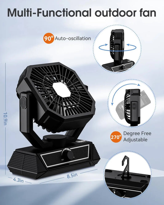 2026 New Upgrade Portable Fan Rechargeable, 20000mAh Battery Powered Fan With LED Lantern, Table Fan, Camping Essentials, USB C