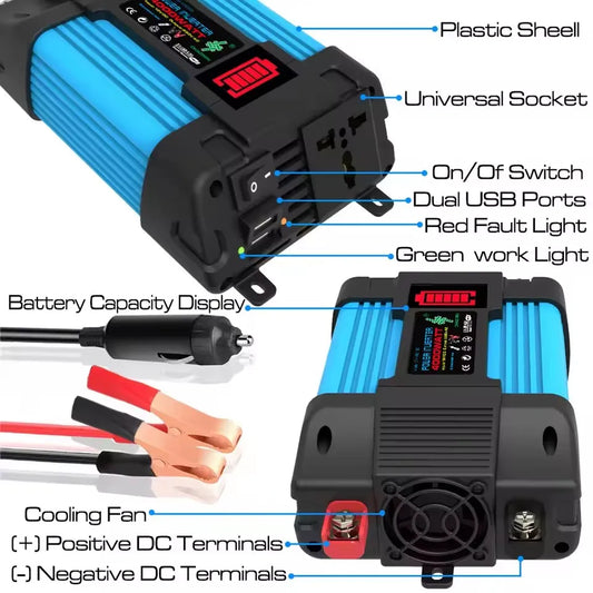 Car Inverter DC12V To AC 110V/220V 6000W Portable Power Bank Multifunctional Universal Socket Onboard Converter Solar Inverter
