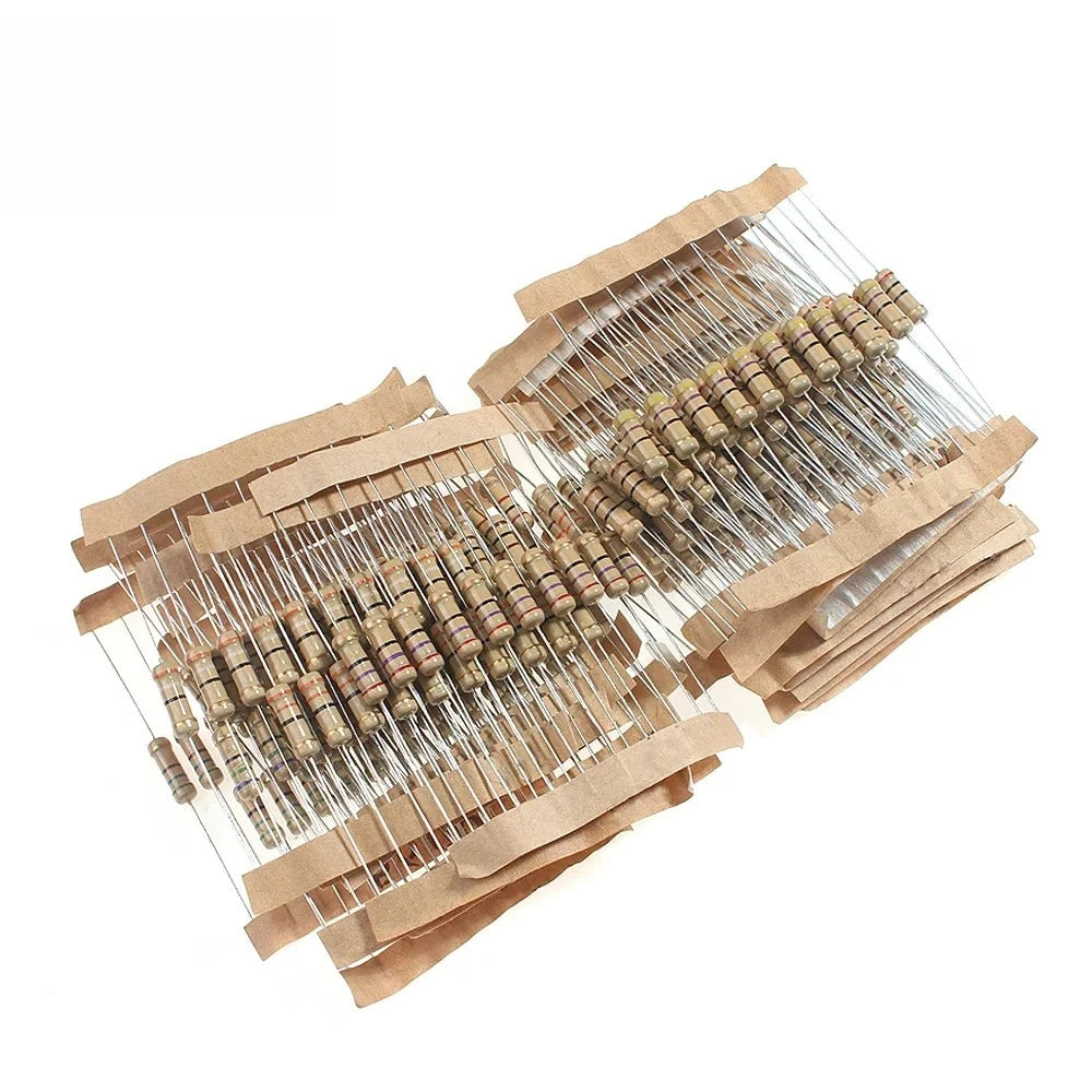 300PCS Resistor Kit 1W 5% Carbon Film Resistance 30values X 10pcs 0.1-750 Ohm 1K-820K Ohm Resistors Set for Electronics DIY