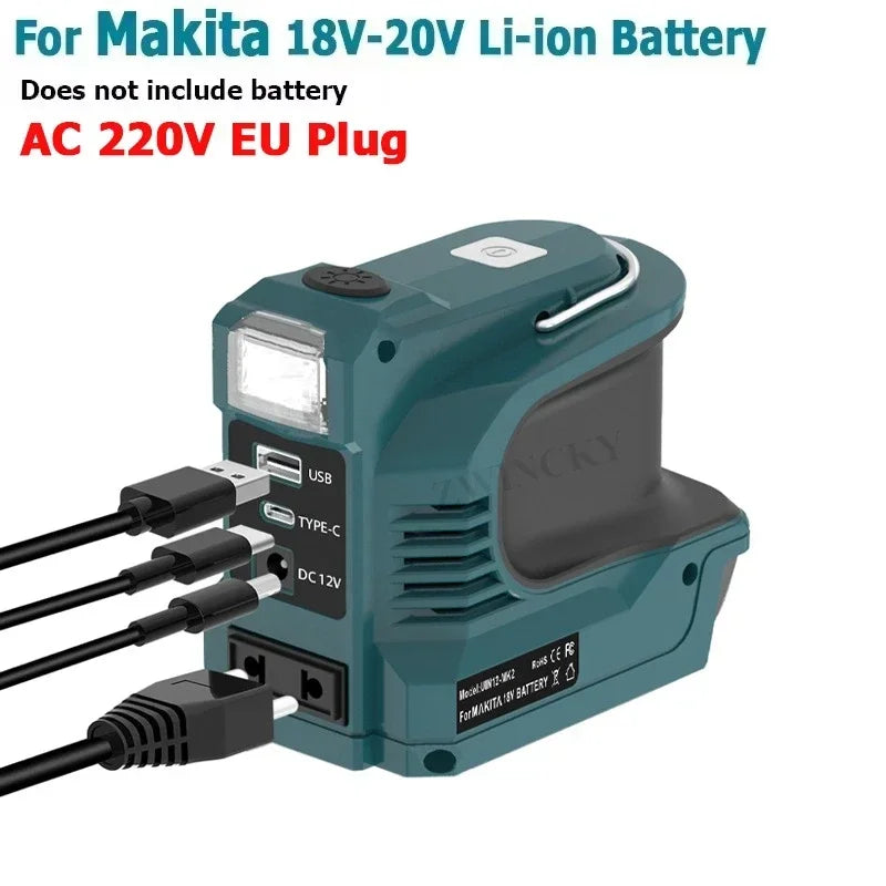 200W Battery Inverter Adapter For Makita/Bosch/Dewalt/Milwaukee 18V Li-ion Batteries Outdoor Power Bank AC 120-220V