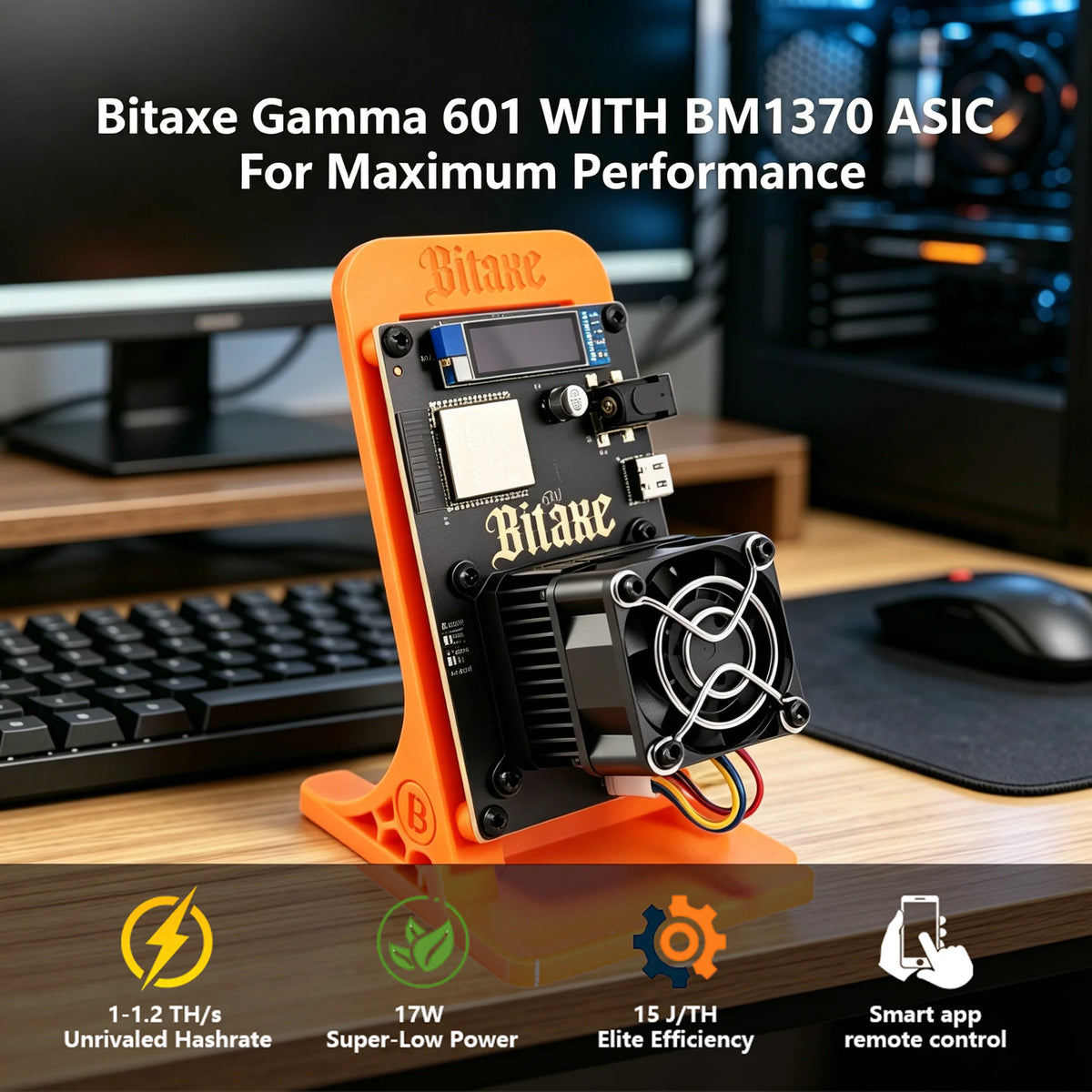 STARMINER Smart New 2026 Bitaxe Gamma 601 Solo Miner 1.2Th/s 18W 12V BM1370 Asic Chip Bitcoin Miner Block Discovery Lookup