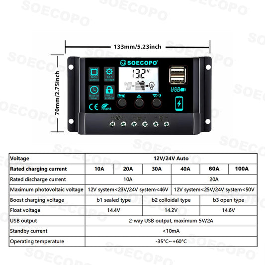 10000W Solar Power Complete Kit 12V To 220V Inverter100A Controller 300W Panel System for Home/RV/Camping Full House Generator