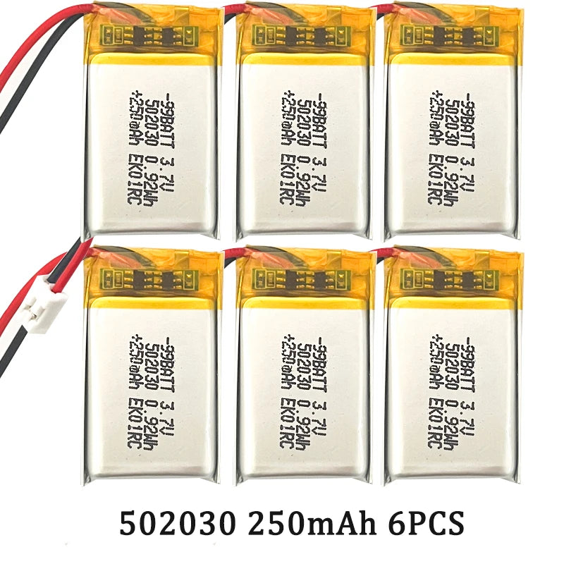 Lithium Polymer Battery 502030 3.7V 250mAh Rechargeable LiPo Cell for Toys LED Light Bluetooth Earphone For Smart Watch