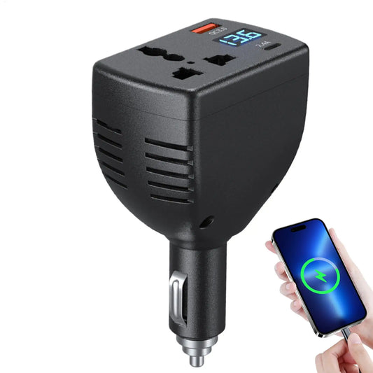 Car Inverter 110W-150W DC 12V To 220V Auto Power Inverter Car Voltage Converter Adapter Adaptor with USB C Car Charger