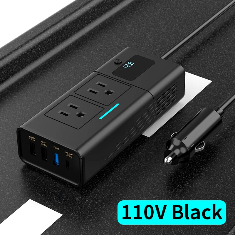 Busbyr New 220v Car Inverter 12 to 220 Voltage Power Converter 200W for 12V Vehicles 12v to 110v 200W