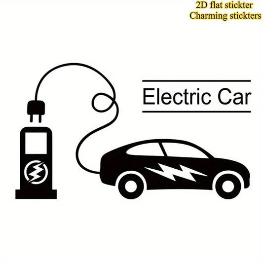 EV Vinyl Stickers with Charging Station Sign, Waterproof for Electric Cars