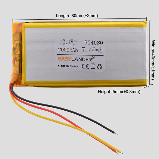 3Wires 3.7V 4000mAh 104080 304080 404080 504080 604080 704080 804080 Lithium Li-ion Polymer Battery Lipo Batteries