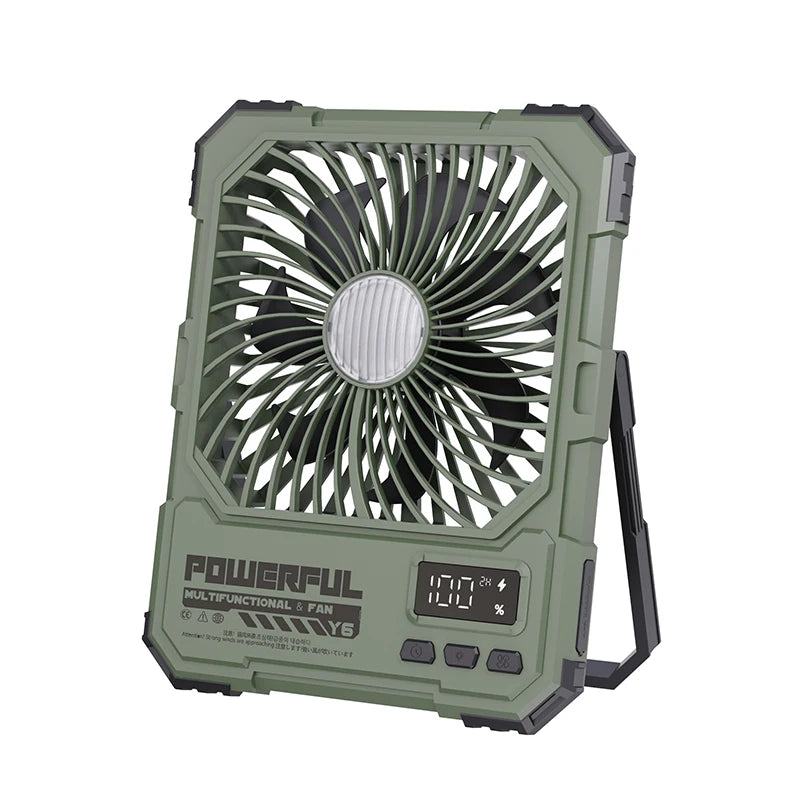 Desktop Fan 20000mAh Rechargerable Portable Foldable Table Fan Camping Hang Ceiling Fan Air Circulator with Light Remote Control