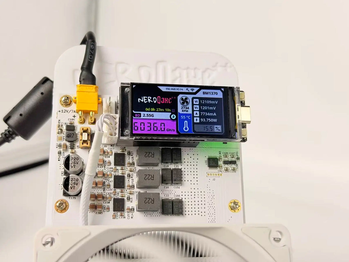 BItNerdQaxe++ Rev6.1 Bitcoin Miner 6TH/s 120W QAXENERD BTC Miner BM1370 Chip SHA-256 Crypto Mining Machine With Power Supply
