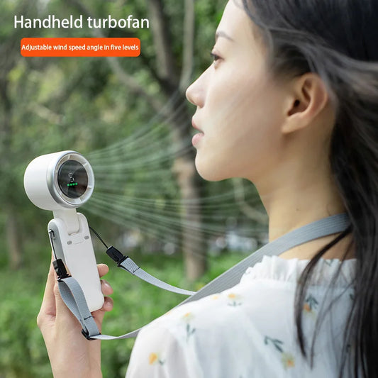 Portable Foldable Handheld Fan USB Rechargeable Mini Fan with LED Display 199-Speed Settings 3000mAh Battery Handheld Fan