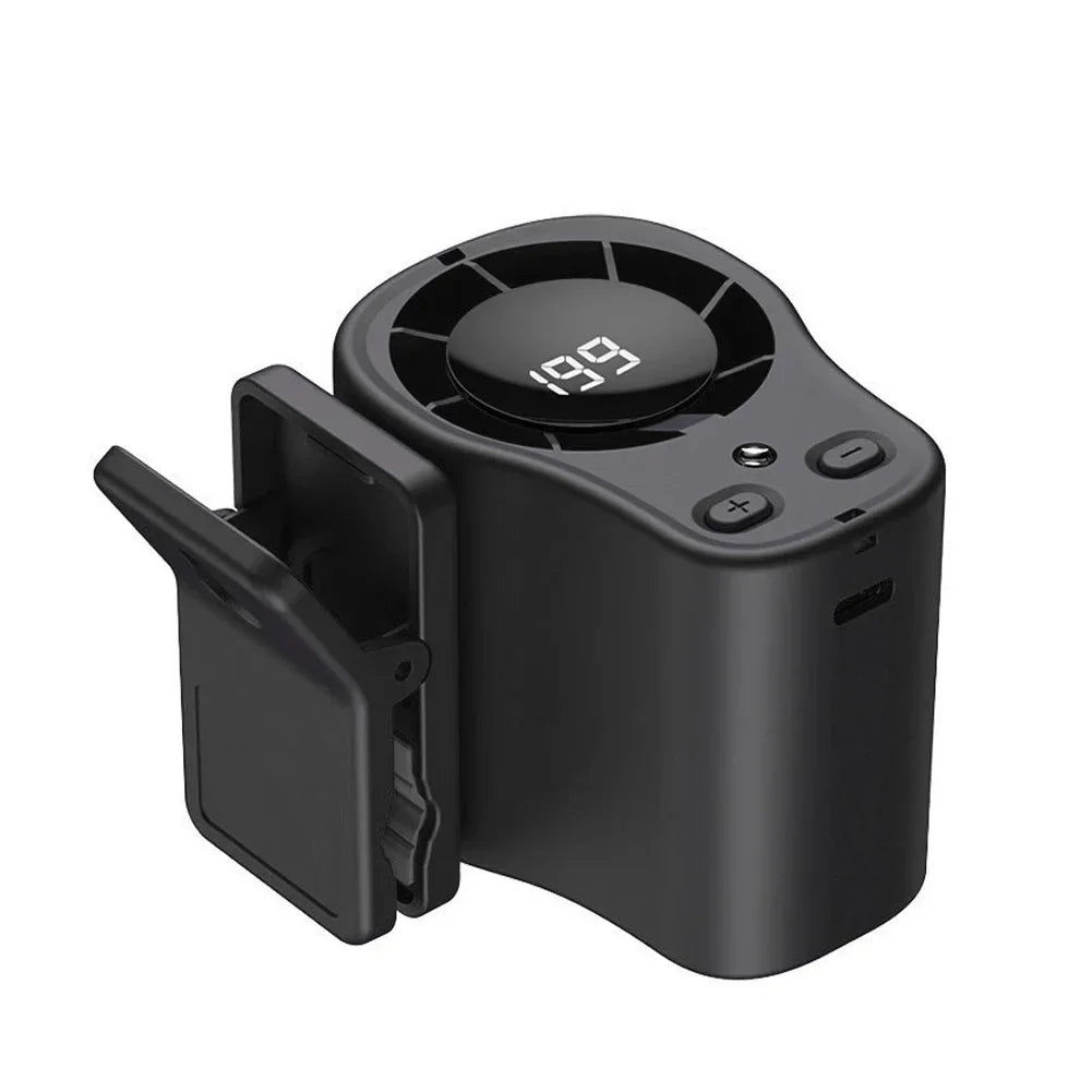 Car Air Conditioning Fan Clip Portable USB Rechargeable Cooling Fan with LED Display 360 Rotation Large Battery