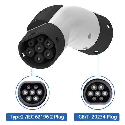 EV Charger Station Adapter for GBT to Type 2 IEC 62196-2 Converter EVSE Single/Three Phase Connector 16A 32A for Type 2 Cars