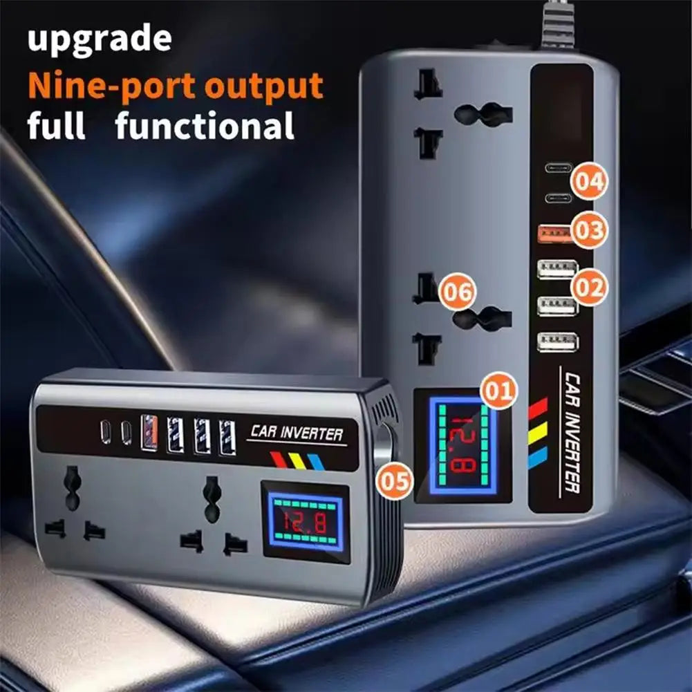 Car Inverter Converter 12V/24V To 220V Outlet Fast Inverter 3 Portable Power Charger Charging Ports Socket Transformer USB R8Y7
