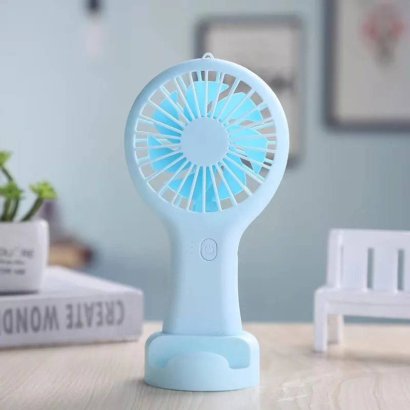 5pcs Portable Rechargeable Electric USB Charger Battery Handheld Mini Fan 3 Speed Lightweight with Data Cable Air Cooling Fans
