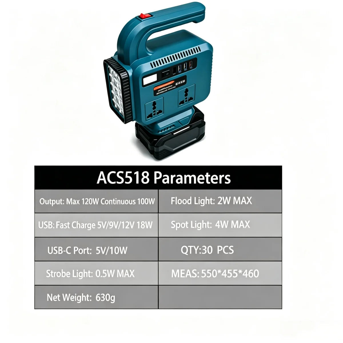6‑IN‑1 Power Inverter DC 18V to 220V Adapter Power Supply for Home Appliances Compatible with Makita Battery