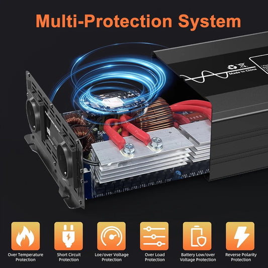 Car Inverter 4000W 5000W Pure Sine Wave Inverter Power DC 12V To AC 220V Voltage 50HZ Converter Solar for Home Outdoor RV