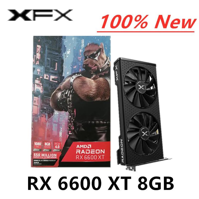 New XFX RX 6600 XT 6600XT 8GB 6500 XT Graphics Card GPU Radeon RX6600 RX6600XT GDDR6 Video Cards Desktop PC AMD PC Computer Game