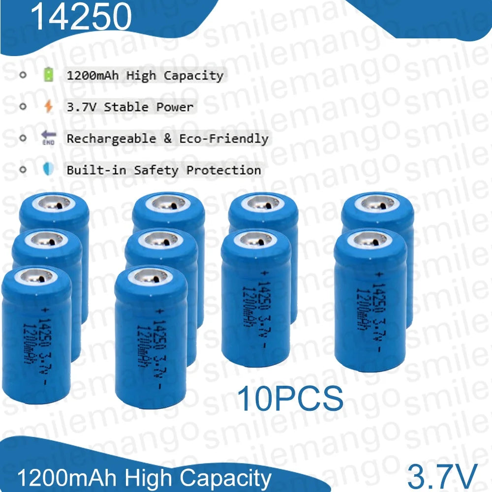 3.7V 14250 Rechargeable Lithium Battery LS14250 ER14250H 1/2-R6 1/2 AA 1200mAh Rechargeable ER14250 Lithium Battery