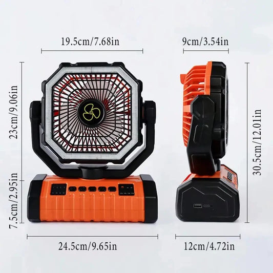 2026 New Hot-Selling Rechargeable Outdoor Camping Fan, 20000mAh Battery-Powered Fan, Long-Life Rechargeable Shaking Head Fan.