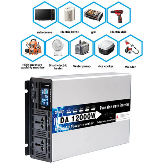 8000W 10000W 12000W Inverter 12V 24V 48V 60V 72V To AC 110V 220V Pure Sine Wave Solar Power Inverter Voltage Frequency Converter