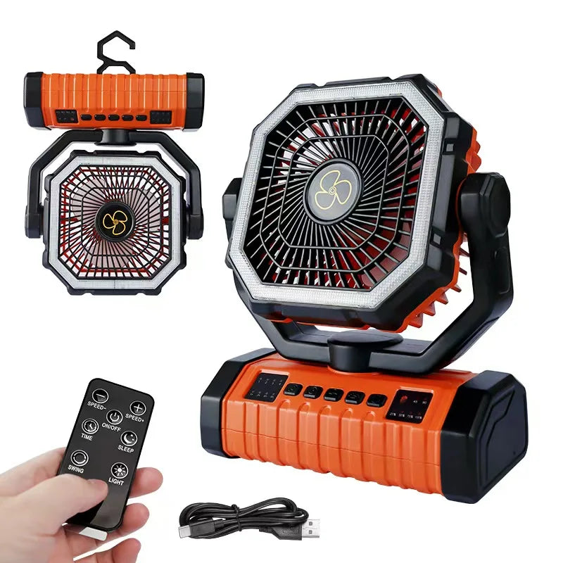 2026 New Hot-Selling Rechargeable Outdoor Camping Fan, 20000mAh Battery-Powered Fan, Long-Life Rechargeable Shaking Head Fan.
