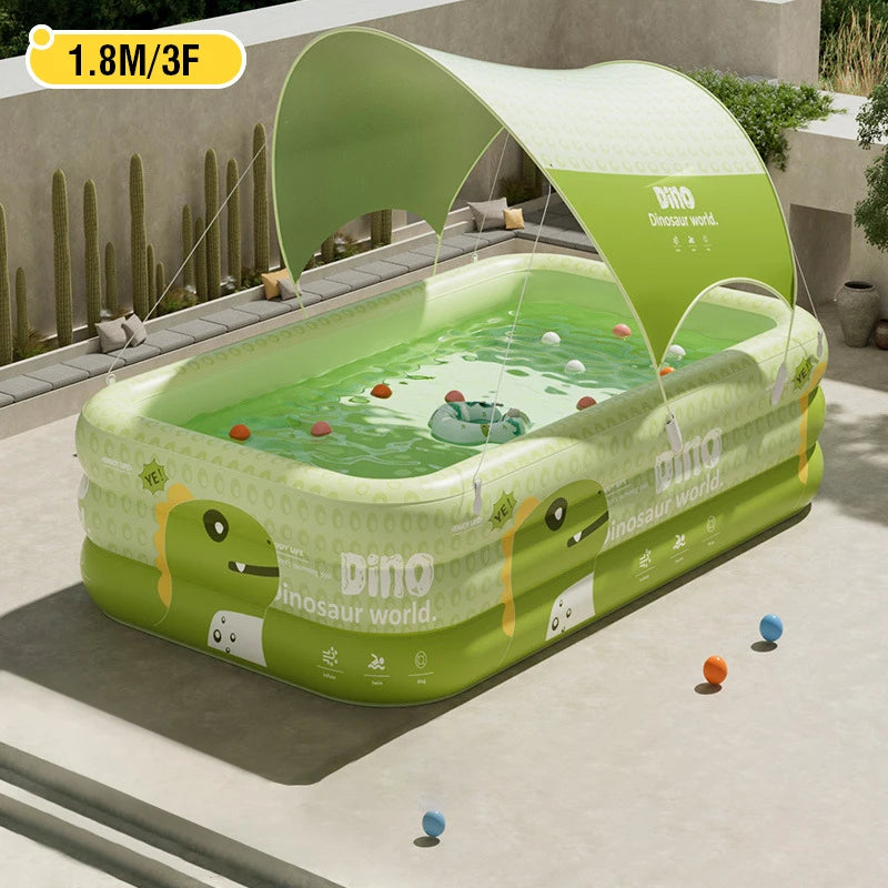 1.8-2.6M PVC Children's Cute Inflatable Swimming Pool for Backyard Home Outdoor Large Pool for Family Baby Indoor Bath Bathtub