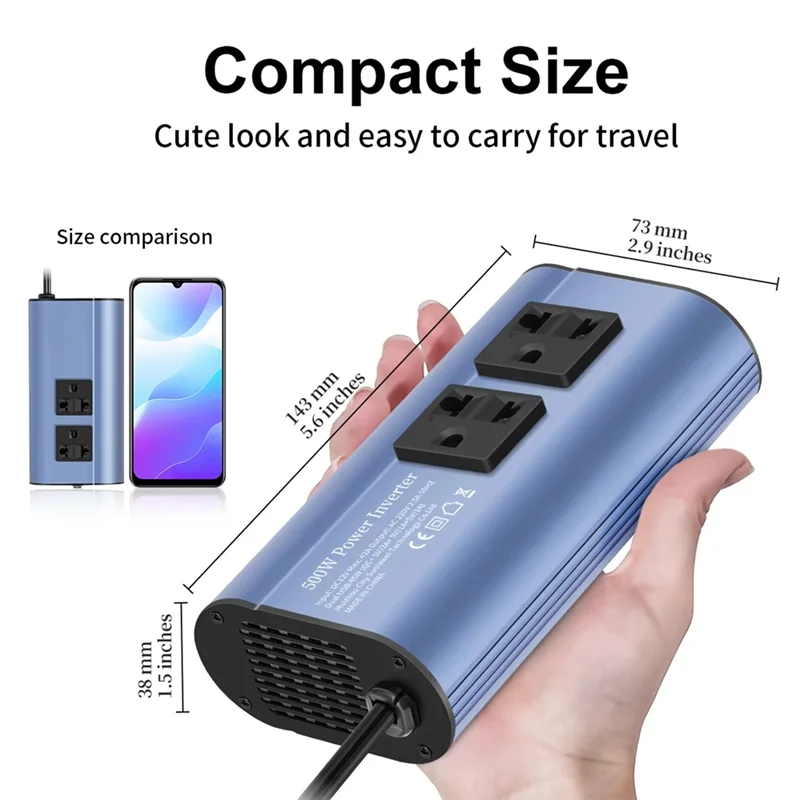 A69E500W Modified Wave Inverter 12V/24V To 220V Car Inverter Converter Modified Wave Inverter Portable Automotive Charger Invert