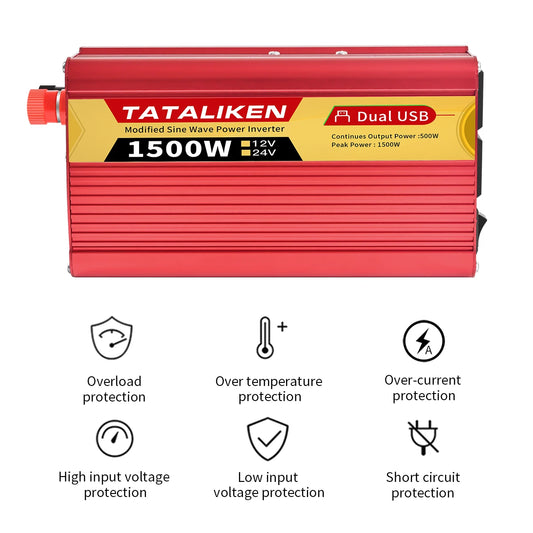 Inverters 12V, 24V 60HZ 600W 1500W 2000W 2500W, portable vehicle-mounted household frequency converter, universal socket