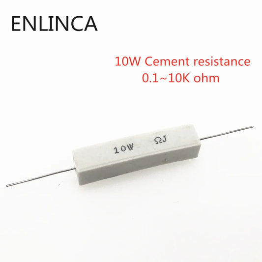 10pcs 5W 10W BPR56 ceramic resistors 0.1 ~ 10k ohm 0.33R 1R 10R 100R 0.22 0.33 1 10 100 1K 10K Cement resistence ohms