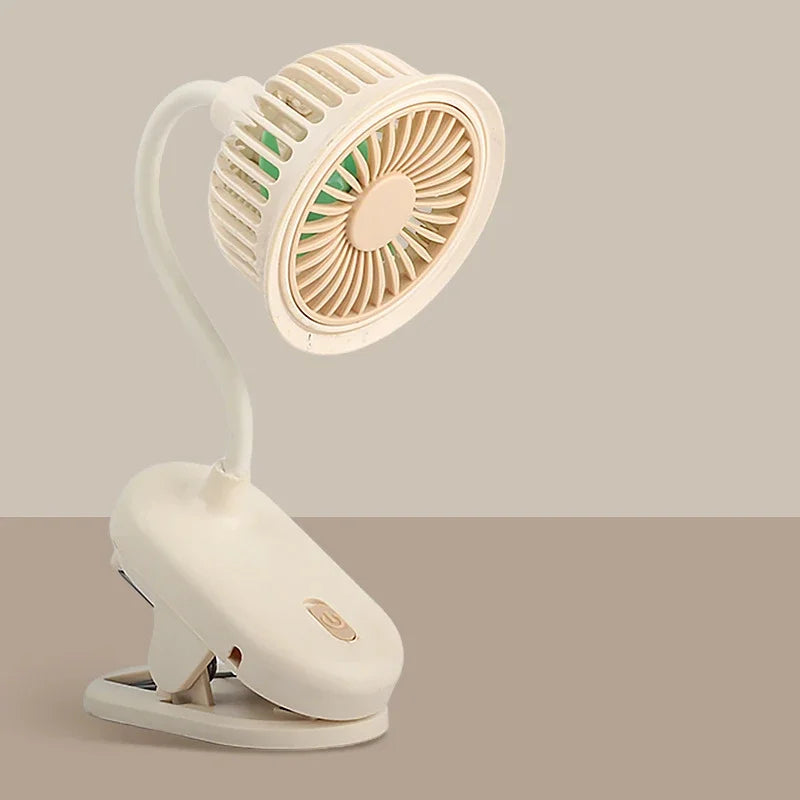 USB Rechargeable Clip on Small Fan 360° Adjustable Battery Powered Mini Fan Strong Wind Flexible Neck Desktop Stroller Quiet Fan