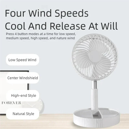 Foldable Table Fan Rechargeable Mini Folding Fan Cooling Portable Mini Electric Fan with 3 Speeds and Large Rechargeable Battery