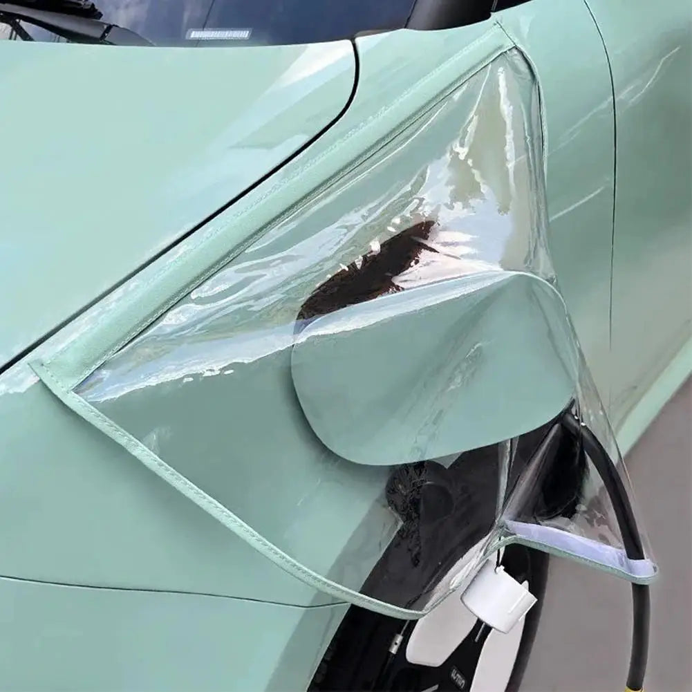 Car Charging Port Rain Cover, EV Charger Plug Cover Magnet Transparent Cover For Electric Vehicle Waterproof Outdoor Charging