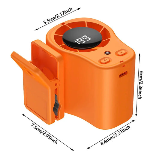 Car Air Conditioning Fan Clip Portable USB Rechargeable Cooling Fan with LED Display 360 Rotation Large Battery