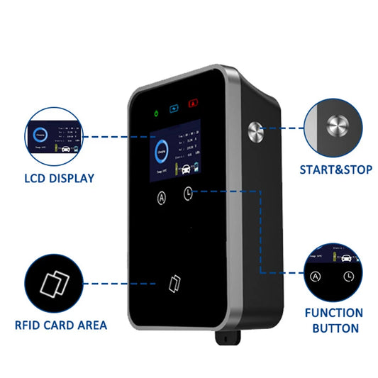 EV Charging Station IEC62196 J1772 Electric Vehicle Charger EVSE Wallbox Wallmount 7KW 22KW Type2 Type1 GBT Cable APP Cards