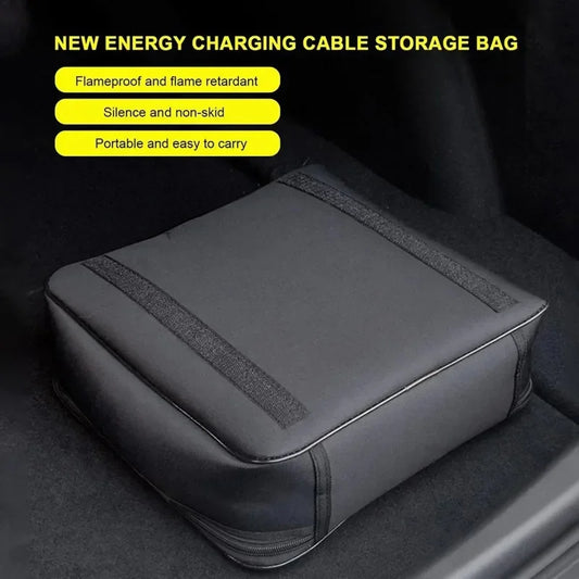 EV Car Charging Cable Storage Carry Bag for Electric Vehicle Charger Plugs Sockets Waterproof Fire Retardant Equipment Container
