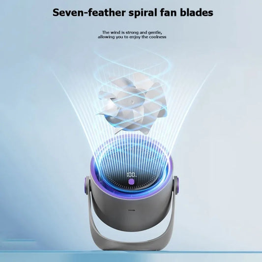 B90B-Quiet USB Rechargeable Oscillating Fan - Wall Mountable, 6+ Blades, 1200-2000Mah Battery