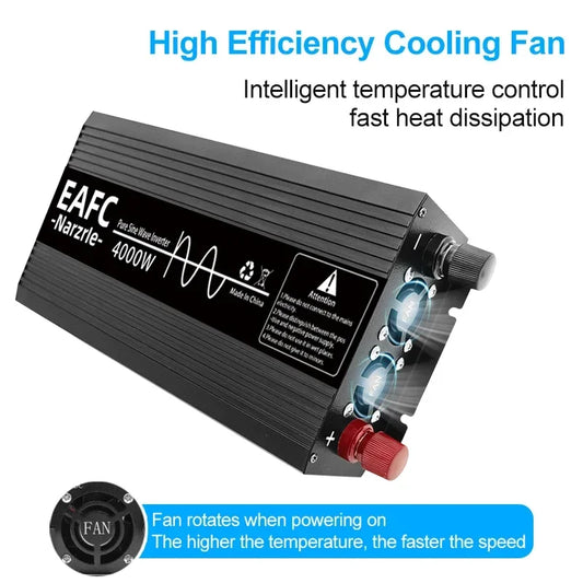 Pure Sine Wave Inverter 2000W 3000W 4000W Portable Power Bank Converter Solar Inverter DC12V To AC 220V for Car Home Outdoor