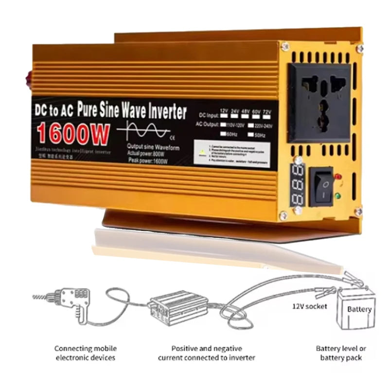 NEW Inverter 12v 220v Pure Sine Wave 1600W / 3000W Transformer Convert Multi-function Socket Converter Car inverter