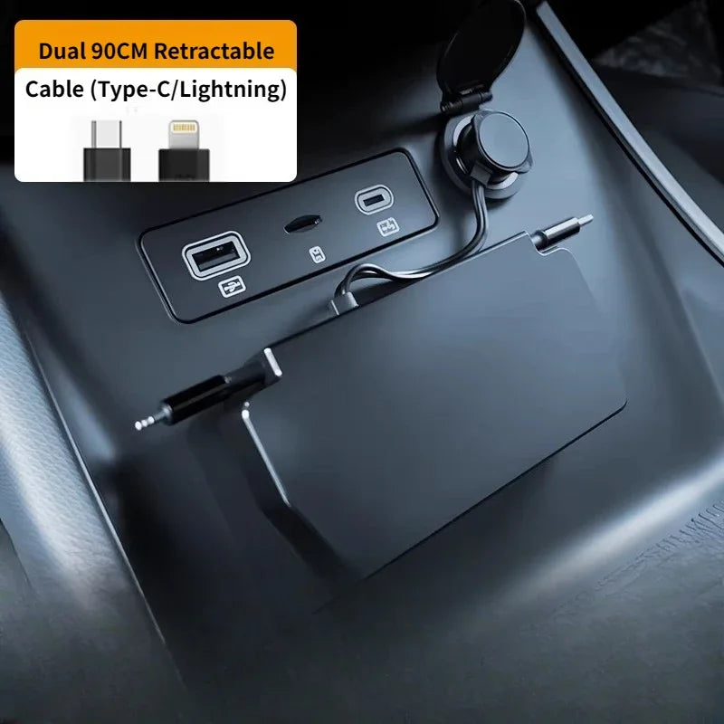For SHUN SOON Retractable Car Charger Docking Station Fit BYD Changan Geely New Energy Vehicles Auto Fast Charging Accessories