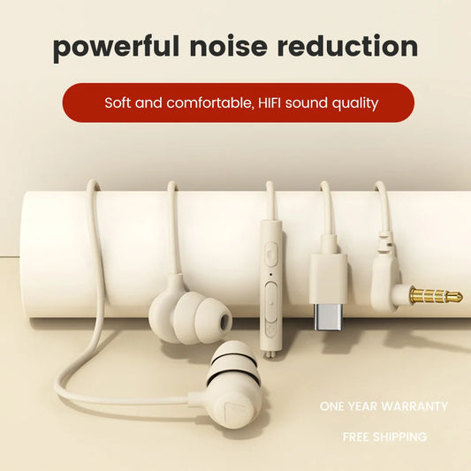 Elbow 3.5mm Wired Earphones Silicone Handsfree Sleep Headphones HiFi Sound Earbuds In-line Control Headset In-ear With Mic