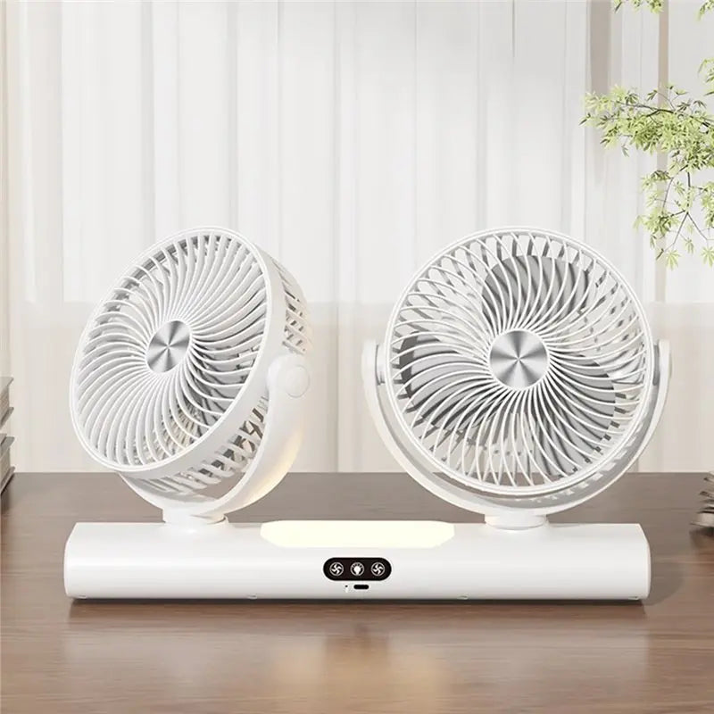 AC39-FS-39 Rechargeable Double Head Fan For Home, Dorm& Outdoor, Portable Fan,Versatile Design