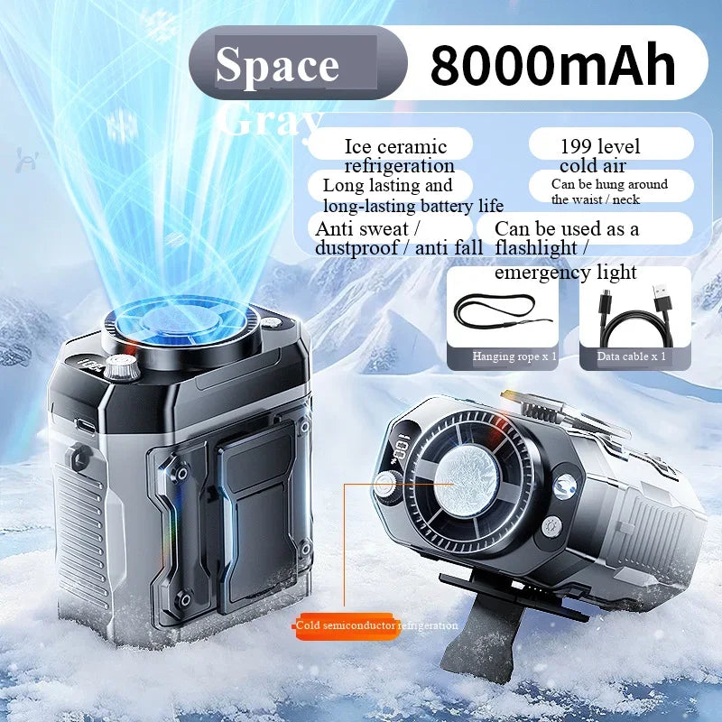 Rechargeable semiconductor cooling waist-mounted fan, outdoor neck-mounted handheld small fan with ultra-long battery life