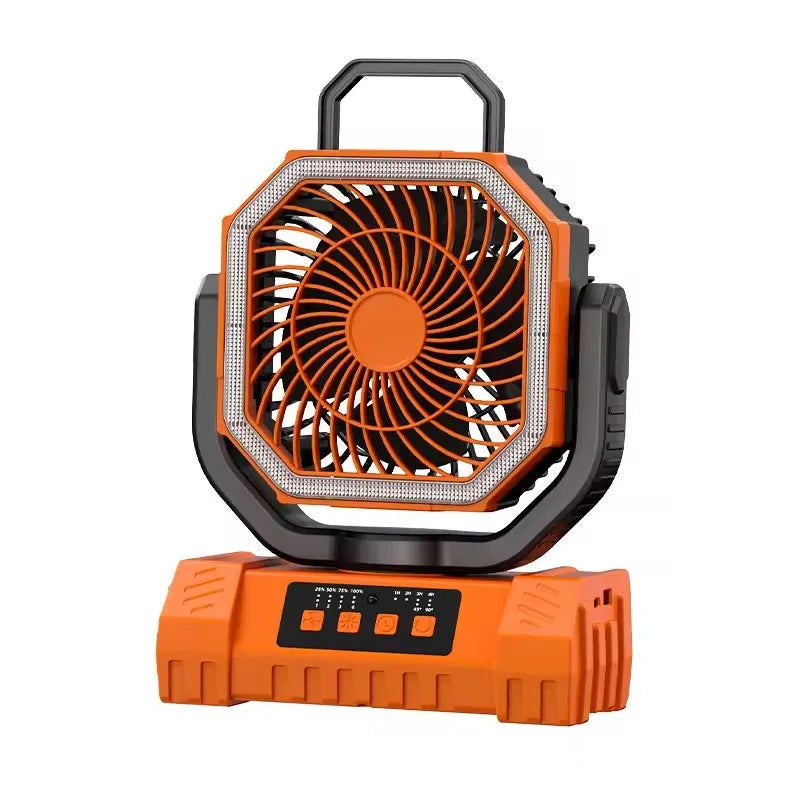 Rechargeable Camping Fan with 20000mAh Battery 4 Speeds LED Light And Hook - Outdoor Fan for Party Power Outage And Fishing