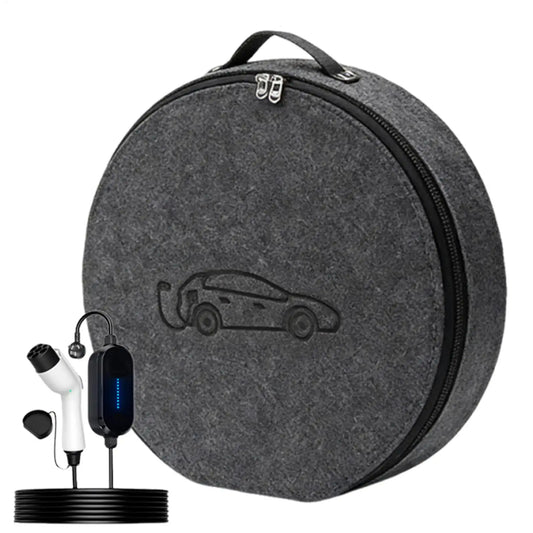 EV Charger Case Protective Felt Vehicle Charging Cord Carrying Pouch EV Charger Cable Storage Bag for Outdoor Travel Road Trip