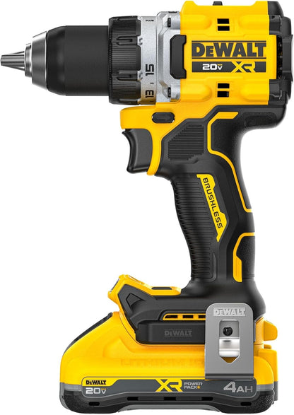 DEWALT 20V MAX XR Brushless Cordless 1/2 In. Drill Driver Kit with DEWALT POWERPACK Batteries and Charger (DCD801QQ2)
