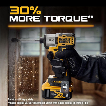 DEWALT 20V MAX XR Impact Driver, 1/4 Inch High Torque Brushless 3 Speed Premium Cordless with LED Light, Extended Runtime, Tool Only (DCF845B)
